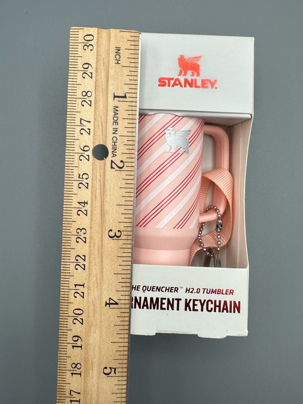 Mini Stanley Ornament Keychain Tumbler 2025 Holiday Target Candy Cane Stripe - Picture 2 of 11